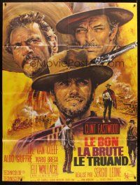 5r559 GOOD, THE BAD & THE UGLY French 1p R70s Clint Eastwood, Van Cleef, Leone, art by Jean Mascii