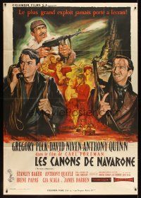 5r572 GUNS OF NAVARONE style C French 1p '61 different art of Peck, Niven & Quinn by Jean Mascii!