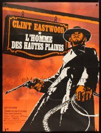 5r580 HIGH PLAINS DRIFTER French 1p '73 Michel Landi art of Clint Eastwood holding gun & whip!