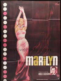 5r006 MARILYN French 1p R82 full-length art of sexy Monroe & Rock Hudson by Boris Grinsson!