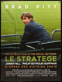 5r672 MONEYBALL French 1p '11 great image of Brad Pitt sitting in stands at baseball field!