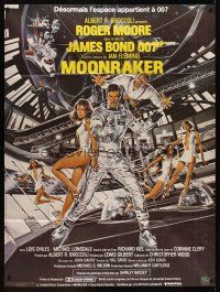 5r677 MOONRAKER French 1p '79 art of Roger Moore as James Bond & sexy space babes by Goozee!