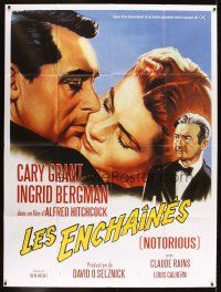 5r694 NOTORIOUS French 1p R2008 Roger Soubie art of Cary Grant & Ingrid Bergman, Hitchcock classic!