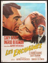 5r695 NOTORIOUS French 1p R70s Roger Soubie art of Cary Grant & Ingrid Bergman, Hitchcock classic!