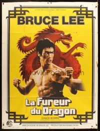 5r738 RETURN OF THE DRAGON French 1p '74 Bruce Lee classic, great close-up of Lee, Ferracci art