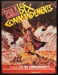 5r775 TEN COMMANDMENTS French 1p R66 Cecil B. DeMille classic, art of Charlton Heston by Landi!