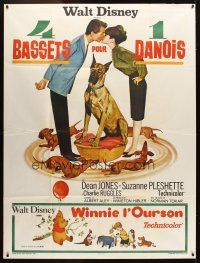 5r791 UGLY DACHSHUND/WINNIE THE POOH & THE HONEY TREE French 1p '66 Walt Disney double-bill!