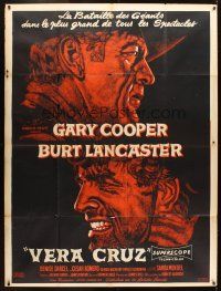 5r800 VERA CRUZ French 1p '55 best close up artwork of cowboys Gary Cooper & Burt Lancaster!