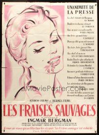 5r809 WILD STRAWBERRIES French 1p '57 Ingmar Bergman's Smultronstallet, art of Bibi Andersson!
