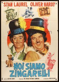 5r171 BOHEMIAN GIRL Italian 1p R66 wacky different art of Stan Laurel & Oliver Hardy as gypsies!