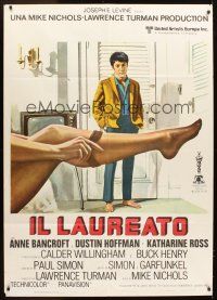 5r195 GRADUATE Italian 1p R70s classic image of Dustin Hoffman & Anne Bancroft's sexy leg!