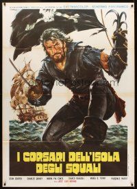 5r226 PIRATES OF BLOOD ISLAND Italian 1p '72 great swashbuckler artwork by G. Di Stefano!