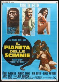 5r227 PLANET OF THE APES Italian 1p R70s Charlton Heston, classic sci-fi, different image!