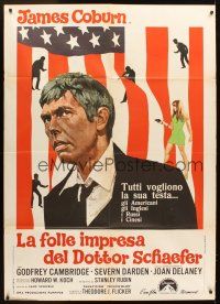 5r229 PRESIDENT'S ANALYST Italian 1p '68 different art of James Coburn in front of American flag!