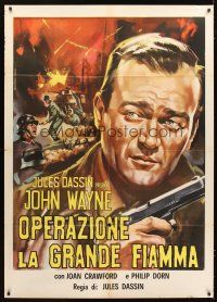 5r234 REUNION IN FRANCE Italian 1p R64 cool different art of John Wayne by Piovano, Jules Dassin!