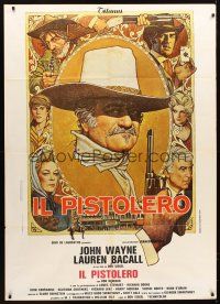 5r241 SHOOTIST Italian 1p '76 cool Richard Amsel artwork of cowboy John Wayne & top cast!