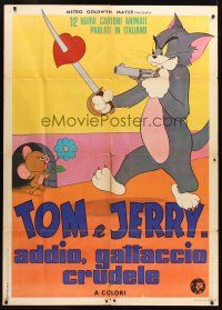 5r250 TOM & JERRY Italian 1p '72 great Hanna-Barbera cat & mouse cartoon image!