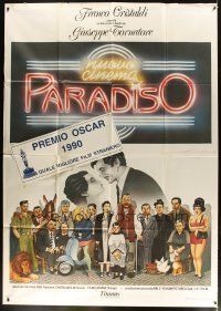 5r110 CINEMA PARADISO Italian 2p '89 different art of Philippe Noiret & cast by Cecchini!