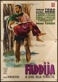 5r119 FADDIJA Italian 2p '50 art of Otello Toso carrying Luisa Rossi by Ercole Brini!
