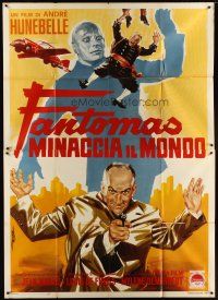 5r121 FANTOMAS STRIKES BACK Italian 2p '65 Jean Marais, Louis De Funes, cool Deseta artwork!