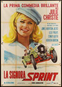 5r122 FAST LADY Italian 2p '67 great different car racing artwork with sexy Julie Christie!