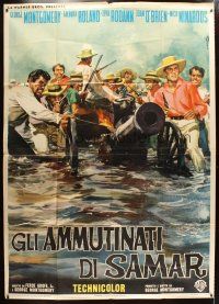 5r152 SAMAR Italian 2p '62 cool Ciriello art of George Montgomery & cast with cannon in water!