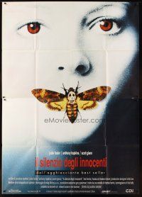 5r155 SILENCE OF THE LAMBS Italian 2p '90 great image of Jodie Foster with moth over mouth!