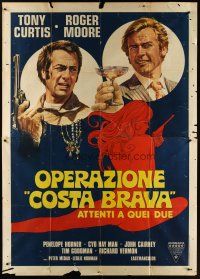 5r159 SPORTING CHANCE Italian 2p '75 art of Tony Curtis & Roger Moore, The Persuaders!