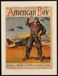 5r039 AMERICAN BOY magazine cover April 1931 art of pilot with airplanes by Clayton Knight!