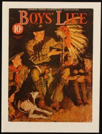 5r042 BOYS' LIFE magazine cover February 1936 great Norman Rockwell art of Scoutmaster & kids!