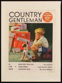 5r043 COUNTRY GENTLEMAN magazine cover December 1934 art of boy & dog w/presents by Hintermeister!
