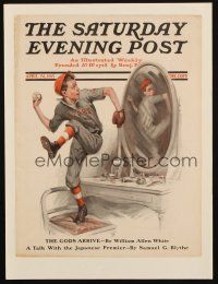 5r027 SATURDAY EVENING POST magazine cover April 24, 1915 great baseball art by John Coughlin!