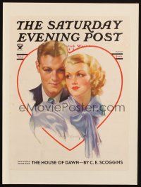 5r029 SATURDAY EVENING POST magazine cover February 17, 1934 romantic art by Bradshaw Crandell!
