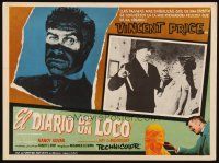 5r059 DIARY OF A MADMAN Mexican LC '63 close up of Vincent Price about to stab Nancy Kovack!
