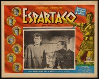 5r086 SPARTACUS Mexican LC '60 c/u of Kirk Douglas & Tony Curtis, classic Stanley Kubrick!