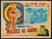 5r092 TRE NOTTI D'AMORE Mexican LC '64 Three Nights of Love, sexy Catherine Spaak in border art!