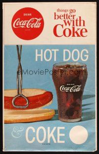 5r001 COCA-COLA: HOT DOG & COKE soft drink sales posters '60s cool theater lobby displays!