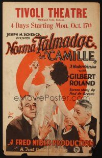 5r276 CAMILLE WC '27 artwork of sexy elegant Norma Talmadge between her lovers!