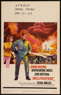 5r308 HELLFIGHTERS WC '69 John Wayne as fireman Red Adair, Katharine Ross, art of blazing inferno!