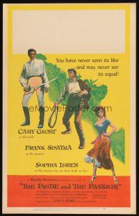 5r339 PRIDE & THE PASSION WC '57 art of Cary Grant, Frank Sinatra w/whip & sexy Sophia Loren!