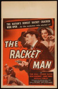 5r342 RACKET MAN WC '43 Tom Neal with gun & cigarette cracks open the nation's newest racket!