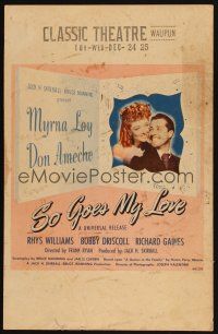 5r357 SO GOES MY LOVE WC '46 wonderful romantic art of Myrna Loy & Don Ameche!