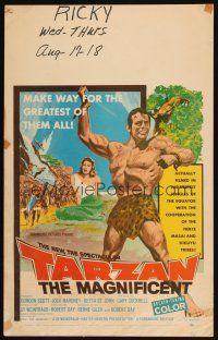 5r368 TARZAN THE MAGNIFICENT WC '60 artwork of barechested Gordon Scott, the greatest of them all!