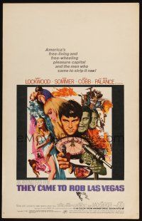 5r371 THEY CAME TO ROB LAS VEGAS WC '68 Gary Lockwood, cool artwork including roulette wheel!