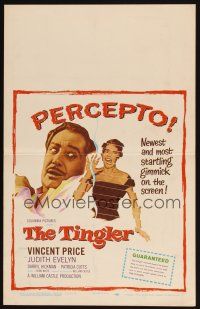 5r374 TINGLER WC '59 Vincent Price, William Castle, terrified audience, presented in Percepto!