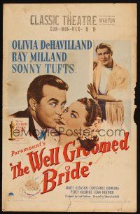 5r380 WELL GROOMED BRIDE WC '46 great art of Olivia de Havilland & Ray Milland kiss close up!