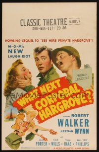5r381 WHAT NEXT, CORPORAL HARGROVE? WC '45 Al Hirschfeld art of Robert Walker & Jean Porter!