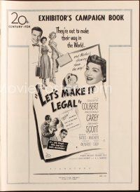 5r014 LET'S MAKE IT LEGAL pressbook '51 Claudette Colbert & early Marilyn Monroe!