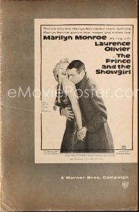 5r017 PRINCE & THE SHOWGIRL pressbook '57 Laurence Olivier & sexy Marilyn Monroe, posters & info!