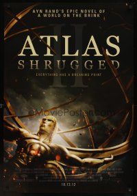 5w074 ATLAS SHRUGGED II: THE STRIKE advance DS 1sh '12 Ayn Rand' classic novel!